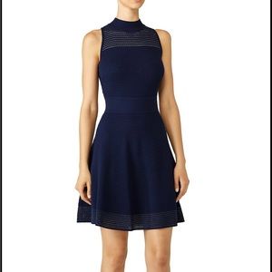 Milly navy blue flare knit sleeveless mini dress